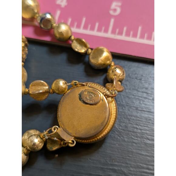 VTG Signed Hattie Carnegie Two Strand Goldtone & Silver Tone Beaded 19" Necklace - Picture 3 of 15